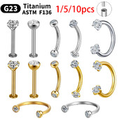1/5/10 komada G23 Titanium Piercings Labret Stud Lip 16G C šipka za obrve Nakit za tijelo ASTM-F136 Hrskavica cirkon Naušnica Veleprodaja