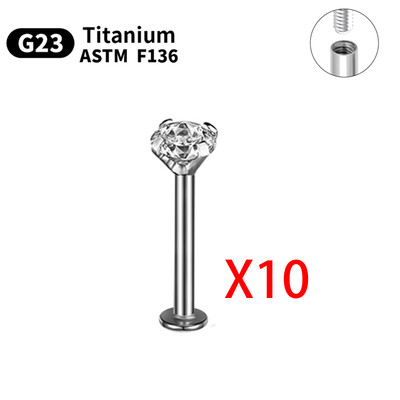 1/5/10 komada G23 Titanium Piercings Labret Stud Lip 16G C šipka za obrve Nakit za tijelo ASTM-F136 Hrskavica cirkon Naušnica Veleprodaja