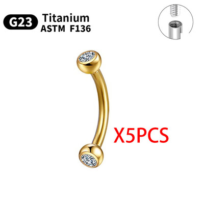 1/5/10 komada G23 Titanium Piercings Labret Stud Lip 16G C šipka za obrve Nakit za tijelo ASTM-F136 Hrskavica cirkon Naušnica Veleprodaja
