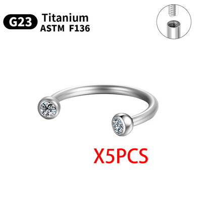 1/5/10 komada G23 Titanium Piercings Labret Stud Lip 16G C šipka za obrve Nakit za tijelo ASTM-F136 Hrskavica cirkon Naušnica Veleprodaja