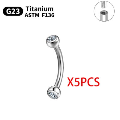 1/5/10 komada G23 Titanium Piercings Labret Stud Lip 16G C šipka za obrve Nakit za tijelo ASTM-F136 Hrskavica cirkon Naušnica Veleprodaja