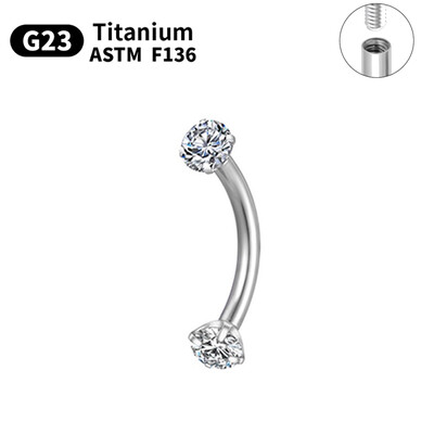 1/5/10 komada G23 Titanium Piercings Labret Stud Lip 16G C šipka za obrve Nakit za tijelo ASTM-F136 Hrskavica cirkon Naušnica Veleprodaja
