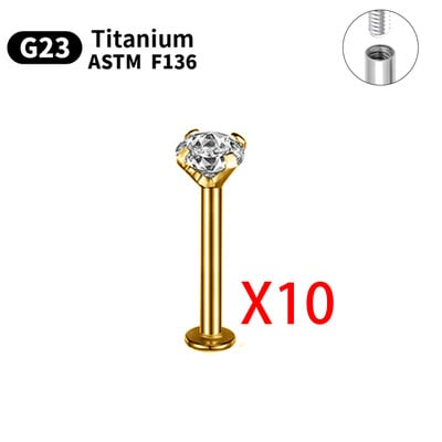 1/5/10 komada G23 Titanium Piercings Labret Stud Lip 16G C šipka za obrve Nakit za tijelo ASTM-F136 Hrskavica cirkon Naušnica Veleprodaja