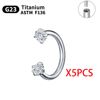 1/5/10 komada G23 Titanium Piercings Labret Stud Lip 16G C šipka za obrve Nakit za tijelo ASTM-F136 Hrskavica cirkon Naušnica Veleprodaja