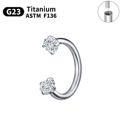 1/5/10 komada G23 Titanium Piercings Labret Stud Lip 16G C šipka za obrve Nakit za tijelo ASTM-F136 Hrskavica cirkon Naušnica Veleprodaja