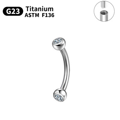 1/5/10 komada G23 Titanium Piercings Labret Stud Lip 16G C šipka za obrve Nakit za tijelo ASTM-F136 Hrskavica cirkon Naušnica Veleprodaja