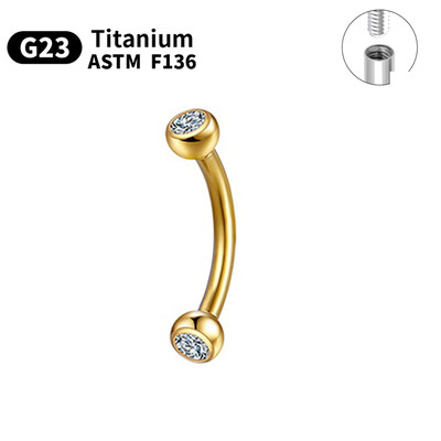 1/5/10 komada G23 Titanium Piercings Labret Stud Lip 16G C šipka za obrve Nakit za tijelo ASTM-F136 Hrskavica cirkon Naušnica Veleprodaja