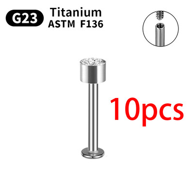 1/5/10 komada G23 Titanium Piercings Labret Stud Lip 16G C šipka za obrve Nakit za tijelo ASTM-F136 Hrskavica cirkon Naušnica Veleprodaja