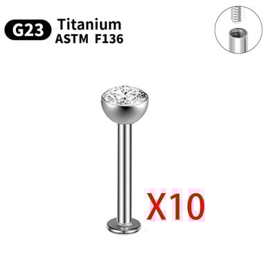 1/5/10 komada G23 Titanium Piercings Labret Stud Lip 16G C šipka za obrve Nakit za tijelo ASTM-F136 Hrskavica cirkon Naušnica Veleprodaja