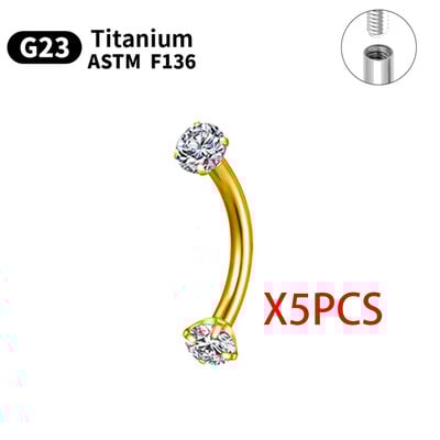 1/5/10 komada G23 Titanium Piercings Labret Stud Lip 16G C šipka za obrve Nakit za tijelo ASTM-F136 Hrskavica cirkon Naušnica Veleprodaja