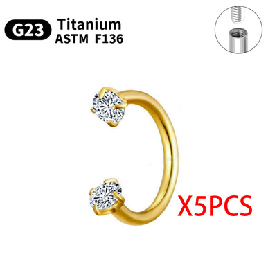 1/5/10 komada G23 Titanium Piercings Labret Stud Lip 16G C šipka za obrve Nakit za tijelo ASTM-F136 Hrskavica cirkon Naušnica Veleprodaja