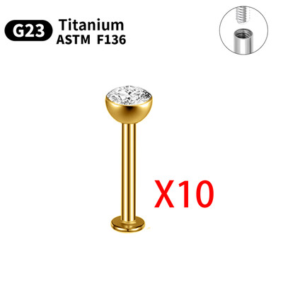 1/5/10 komada G23 Titanium Piercings Labret Stud Lip 16G C šipka za obrve Nakit za tijelo ASTM-F136 Hrskavica cirkon Naušnica Veleprodaja