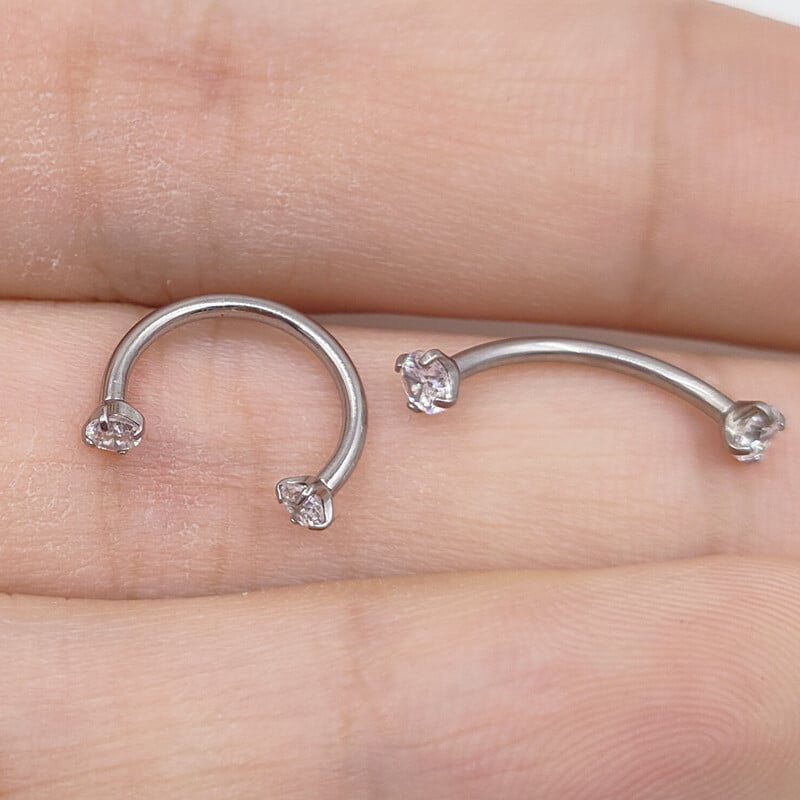 1/5/10 komada G23 Titanium Piercings Labret Stud Lip 16G C šipka za obrve Nakit za tijelo ASTM-F136 Hrskavica cirkon Naušnica Veleprodaja