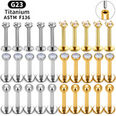 10 ks ASTM F136 G23 titánový piercing do pery, labret, krúžok do pery, náušnice s CZ, tragus, chrupavka, špirála, piercing do ucha, šperky 16/18/20g