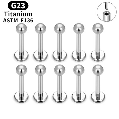 10 ks ASTM F136 G23 titánový piercing do pery, labret, krúžok do pery, náušnice s CZ, tragus, chrupavka, špirála, piercing do ucha, šperky 16/18/20g