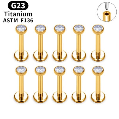 10 ks ASTM F136 G23 titánový piercing do pery, labret, krúžok do pery, náušnice s CZ, tragus, chrupavka, špirála, piercing do ucha, šperky 16/18/20g