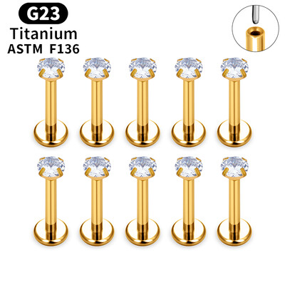 10 ks ASTM F136 G23 titánový piercing do pery, labret, krúžok do pery, náušnice s CZ, tragus, chrupavka, špirála, piercing do ucha, šperky 16/18/20g