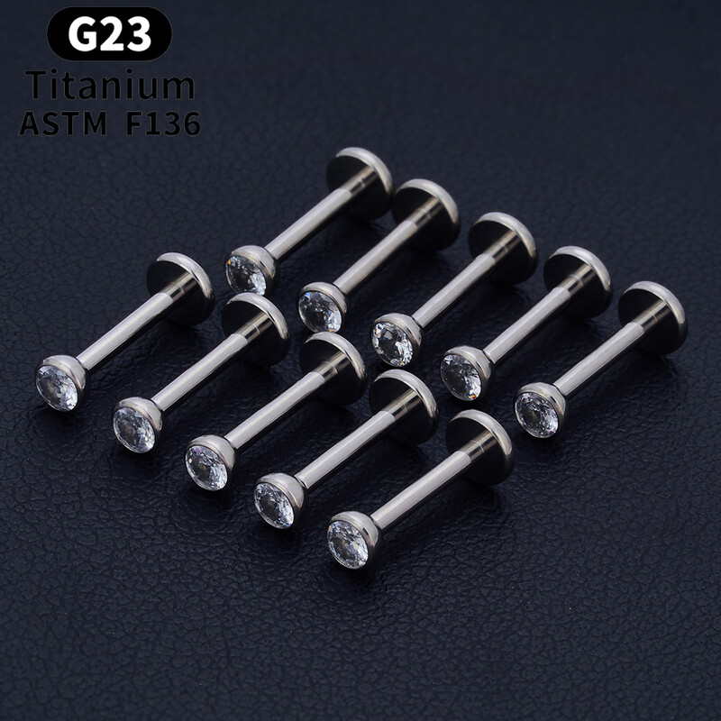 10 ks ASTM F136 G23 titánový piercing do pery, labret, krúžok do pery, náušnice s CZ, tragus, chrupavka, špirála, piercing do ucha, šperky 16/18/20g
