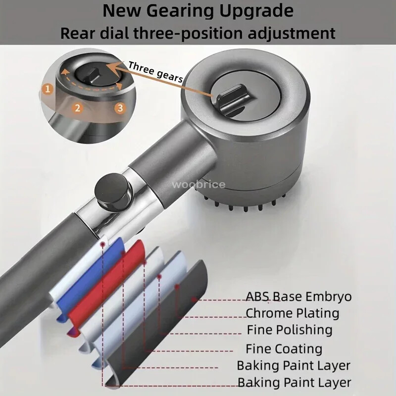 4 režiimi dušipea kõrgsurve dušipea, ühe klahviga veemassaažiga dušipea koos filtrielemendiga vannitoatarvikud