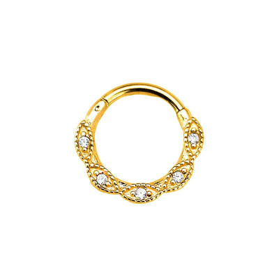 Flower Snake Heart Clicker Septum Piercing Jewelry CZ Zircon Daith Conch Σκουλαρίκι Bee Drop Nose Rings 316L Surgical Steel 16G