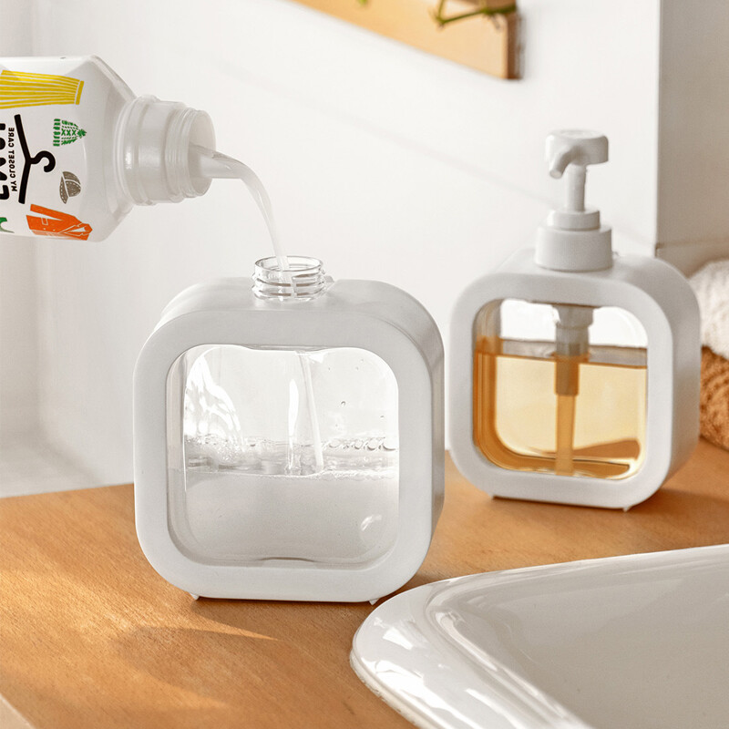 Dávkovač mydla do kúpeľne 300/500 ml, doplniteľný, držiak na sprchový gél a šampón, prenosný cestovný dávkovač, prázdna fľaša s pumpičkou do kúpeľa