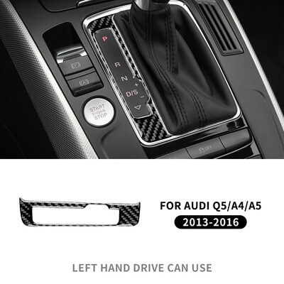 Tikras minkšto anglies pluošto lipdukas skirtas Audi A4 A5 Q5 2009 2010 2011 2012 2013 2014 2015 2016 Pavarų perjungimo skydelio vidaus priedai