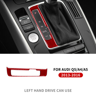 Tikras minkšto anglies pluošto lipdukas skirtas Audi A4 A5 Q5 2009 2010 2011 2012 2013 2014 2015 2016 Pavarų perjungimo skydelio vidaus priedai