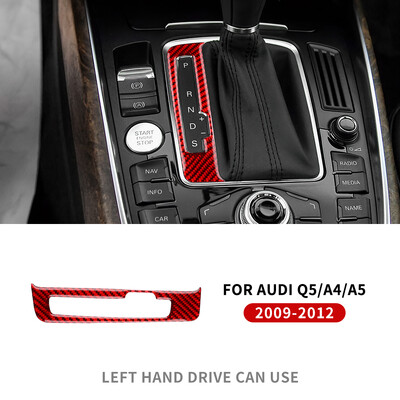 Tikras minkšto anglies pluošto lipdukas skirtas Audi A4 A5 Q5 2009 2010 2011 2012 2013 2014 2015 2016 Pavarų perjungimo skydelio vidaus priedai