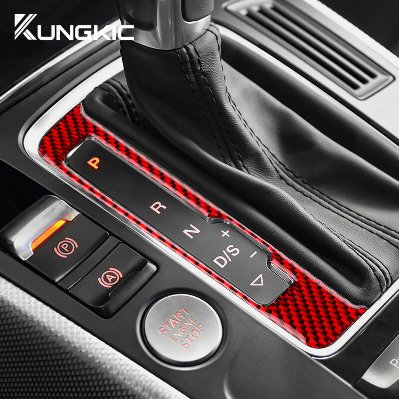 Tikras minkšto anglies pluošto lipdukas skirtas Audi A4 A5 Q5 2009 2010 2011 2012 2013 2014 2015 2016 Pavarų perjungimo skydelio vidaus priedai