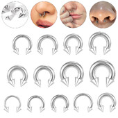 Piercing do nosa s vnútorným závitom, septum, nosový krúžok do ucha, 1 ks, 2/4/6/8G, kužeľ z nehrdzavejúcej ocele, veľký, s hrotmi a podkovou.