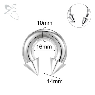 Piercing do nosa s vnútorným závitom, septum, nosový krúžok do ucha, 1 ks, 2/4/6/8G, kužeľ z nehrdzavejúcej ocele, veľký, s hrotmi a podkovou.