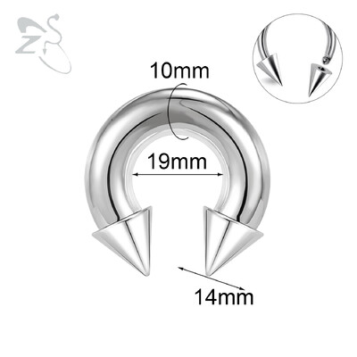 Piercing do nosa s vnútorným závitom, septum, nosový krúžok do ucha, 1 ks, 2/4/6/8G, kužeľ z nehrdzavejúcej ocele, veľký, s hrotmi a podkovou.