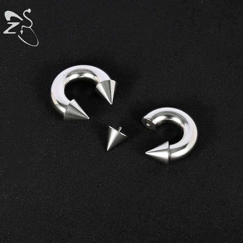 Piercing do nosa s vnútorným závitom, septum, nosový krúžok do ucha, 1 ks, 2/4/6/8G, kužeľ z nehrdzavejúcej ocele, veľký, s hrotmi a podkovou.