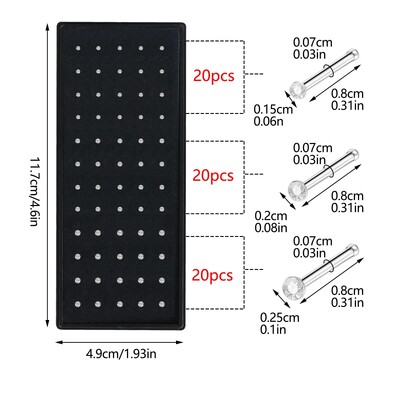40/60 vnt./rinkinys Crystal nerūdijančio plieno nosies auskarų vėrimo paketas Tiesus nosies žiedo rinkinys L Nosies smeigtukas Auskarų vėrimas Titanium Helix Kūno papuošalai