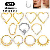 G23 titán kerek karika D alakú orrgyűrű Daith szív fülbevaló 16G CZ csuklós szegmens fül Tragus porc Helix piercing ékszer