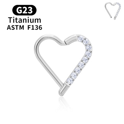 G23 titán kerek karika D alakú orrgyűrű Daith szív fülbevaló 16G CZ csuklós szegmens fül Tragus porc Helix piercing ékszer
