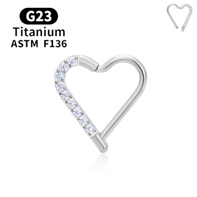 G23 titán kerek karika D alakú orrgyűrű Daith szív fülbevaló 16G CZ csuklós szegmens fül Tragus porc Helix piercing ékszer