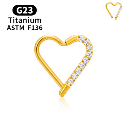 G23 titán kerek karika D alakú orrgyűrű Daith szív fülbevaló 16G CZ csuklós szegmens fül Tragus porc Helix piercing ékszer