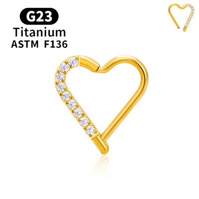 G23 titán kerek karika D alakú orrgyűrű Daith szív fülbevaló 16G CZ csuklós szegmens fül Tragus porc Helix piercing ékszer