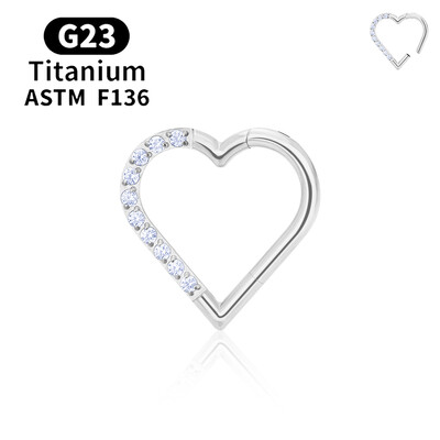 G23 titán kerek karika D alakú orrgyűrű Daith szív fülbevaló 16G CZ csuklós szegmens fül Tragus porc Helix piercing ékszer