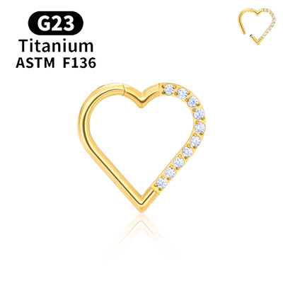 G23 titán kerek karika D alakú orrgyűrű Daith szív fülbevaló 16G CZ csuklós szegmens fül Tragus porc Helix piercing ékszer