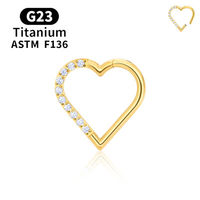 G23 titán kerek karika D alakú orrgyűrű Daith szív fülbevaló 16G CZ csuklós szegmens fül Tragus porc Helix piercing ékszer