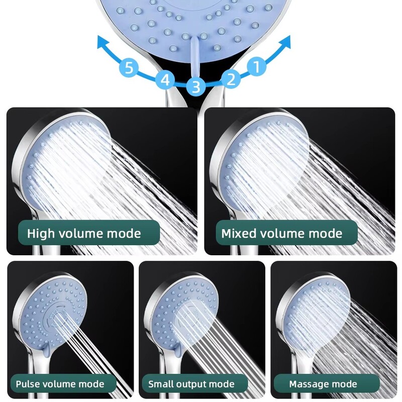 Vannitoa survestatud käsidušši paketi tarvikud Dušiotsik Suur veeväljund 5 mudelit Universaalne kohandamine Säästke vett