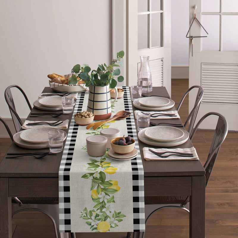 Ljetni karirani stalak s uzorkom limuna za blagovaonski stol Country Decor Anti-mrlja Stalak za blagovaonski stol Vjenčana dekoracija