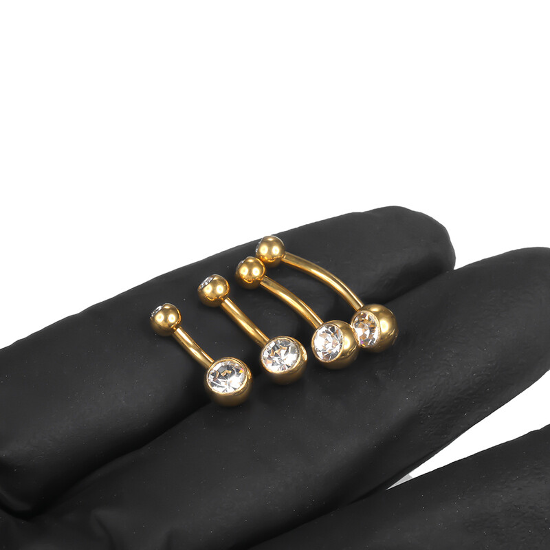 1vnt G23 titano 14G aukso spalvos pilvo sagos žiedai bambos Nombril auskarų vėrimas CZ brangakmeniu 6/8/10/12 mm baras pilvo auskarų vėrimas seksualūs papuošalai