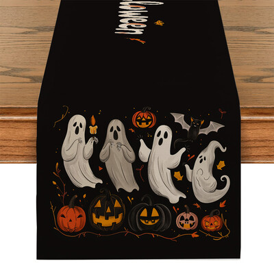 Halloween Ghost Pumpkin Castle Bat Moon Table Runnings Dresser Table Decor Многократна употреба Кухненска трапезна маса Runner Party Decor