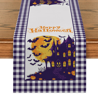 Halloween Ghost Pumpkin Castle Bat Moon Table Runnings Dresser Table Decor Многократна употреба Кухненска трапезна маса Runner Party Decor