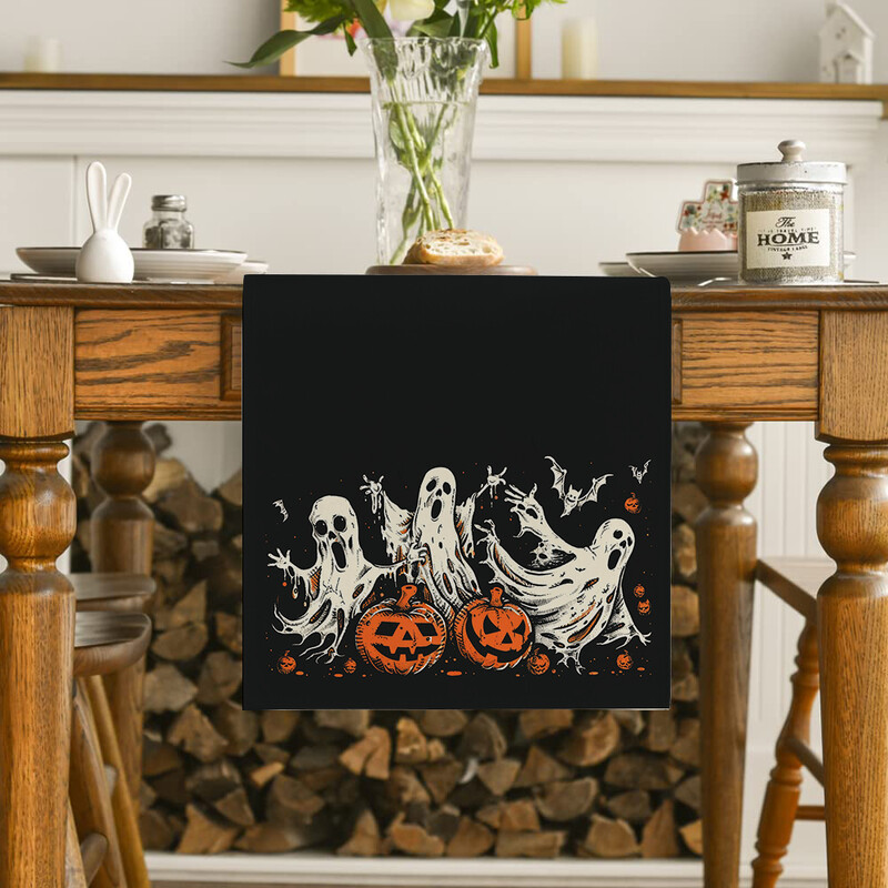 Halloween Ghost Pumpkin Castle Bat Moon Table Runnings Dresser Table Decor Многократна употреба Кухненска трапезна маса Runner Party Decor