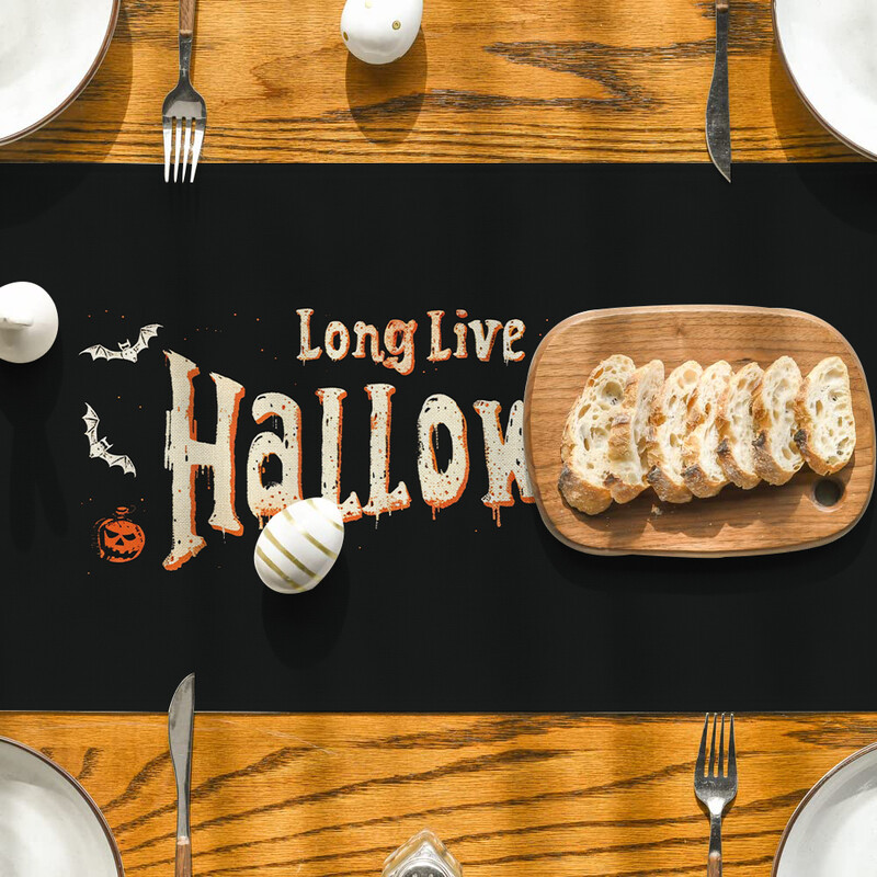 Halloween Ghost Pumpkin Castle Bat Moon Table Runnings Dresser Table Decor Многократна употреба Кухненска трапезна маса Runner Party Decor