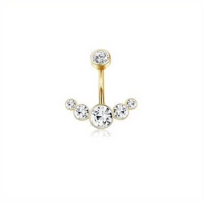 Drperfect Inele pentru buric, oțel chirurgical, șarpe, inele pentru buric pentru femei, inele pentru buric, placate cu aur CZ, piercing pentru buric